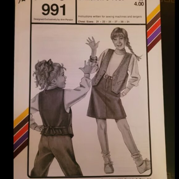 Vintage Stretch and Sew 991 Children's Vest Chest Sizes 21" - 31" - Picture 1 of 2